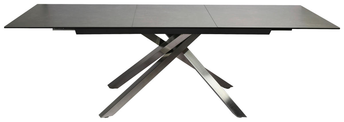 ESSTISCH in Metall, Glas, Keramik 180-240/90/76 cm  - Edelstahlfarben/Dunkelgrau, Design, Glas/Keramik (180-240/90/76cm) - Novel