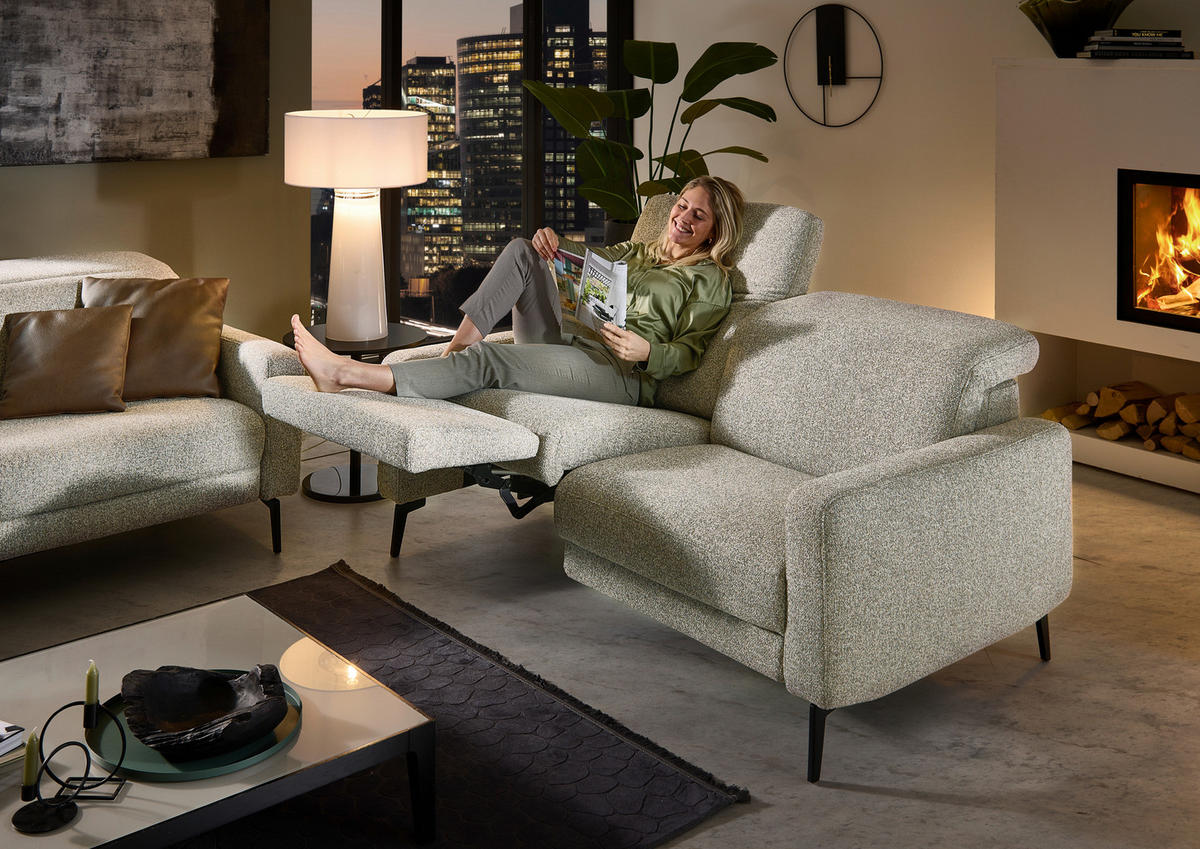 3-SITZER-SOFA Chenille Sandfarben  - Sandfarben/Schwarz, Design, Textil/Metall (210/82/107cm) - Dieter Knoll