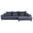 ECKSOFA Dunkelgrau Flachgewebe  - Dunkelgrau/Schwarz, KONVENTIONELL, Textil/Metall (300/205cm) - Carryhome