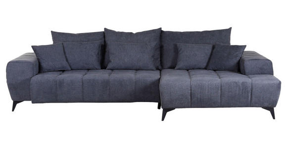 ECKSOFA Dunkelgrau Flachgewebe  - Dunkelgrau/Schwarz, KONVENTIONELL, Textil/Metall (300/205cm) - Carryhome