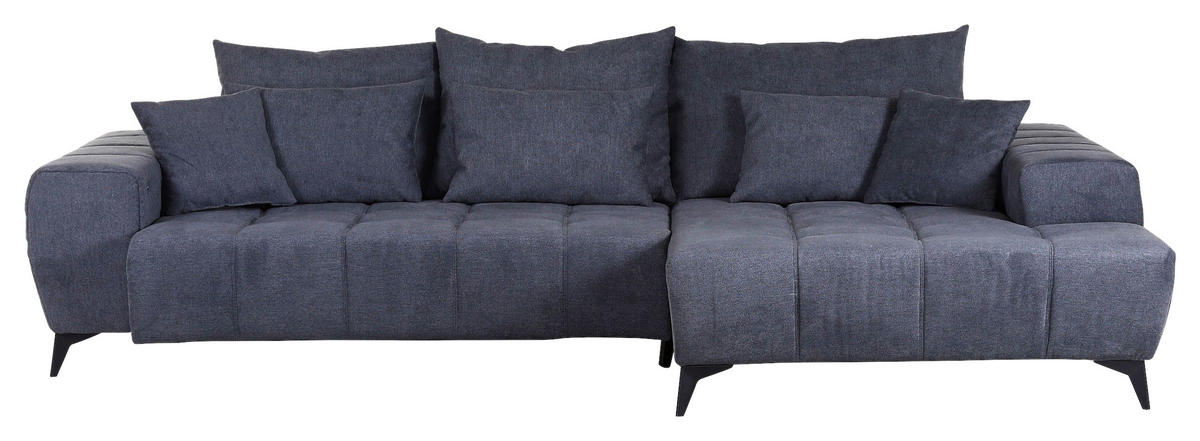 ECKSOFA in Flachgewebe Dunkelgrau  - Dunkelgrau/Schwarz, Konventionell, Textil/Metall (300/205cm) - MID.YOU