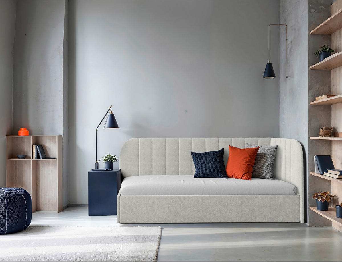 POLSTERBETT 90/200 cm, inkl. gepolstertes Kopfteil, Lattenrost, Bettkasten,  in Beige  - Beige/Schwarz, MODERN, Holz/Holzwerkstoff (90/200cm) - MID.YOU