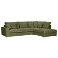 ECKSOFA Olivgrün Cord Zierkissen, Rückenkissen, Rücken echt  - Schwarz/Olivgrün, MODERN, Kunststoff/Textil (307/228cm) - Carryhome