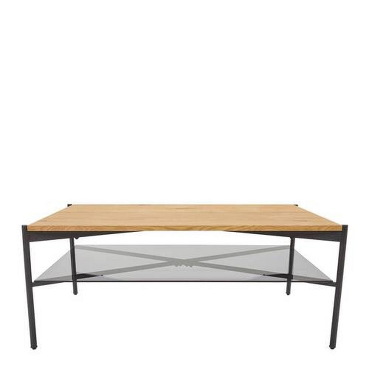 COUCHTISCH in Metall, Glas, Holzwerkstoff  - Eichefarben/Schwarz, Design, Glas/Holzwerkstoff (110/45/70cm) - PBJ