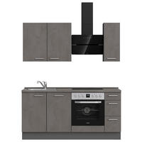 KÜCHENBLOCK 180 cm   in Schieferfarben  - Schieferfarben/Edelstahlfarben, MODERN, Holzwerkstoff/Metall (180cm) - Nobilia