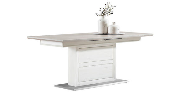 ESSTISCH Grau, Weiß rechteckig ausziehbar - Weiß/Grau, LIFESTYLE, Holzwerkstoff (180-220/90/76,2cm) - Hom`in