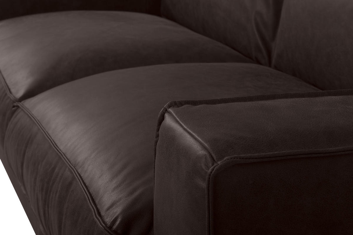 SCHLAFSOFA in Leder Dunkelbraun  - Dunkelbraun, Design, Leder/Holz (203/85/99cm) - MID.YOU