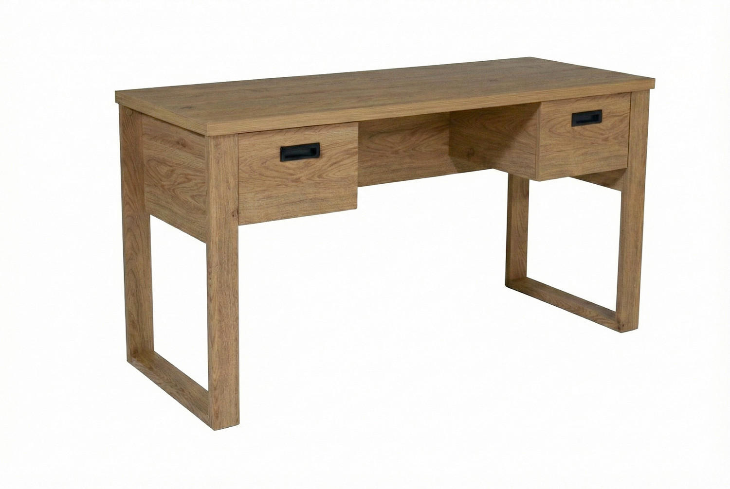 ECKSCHREIBTISCH 140/55/75 cm Eichefarben Stauraum, in verschiedenen Holz-Dekoren erhältlich  - Eichefarben/Schwarz, MODERN, Holzwerkstoff/Metall (140/55/75cm) - Livetastic