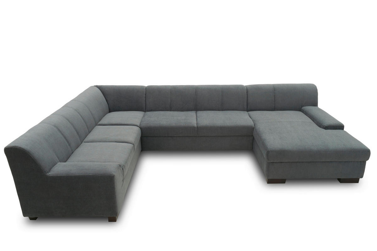 WOHNLANDSCHAFT in Webstoff Dunkelgrau  - Wengefarben/Dunkelgrau, Design, Holz/Textil (212/328/153cm) - MID.YOU
