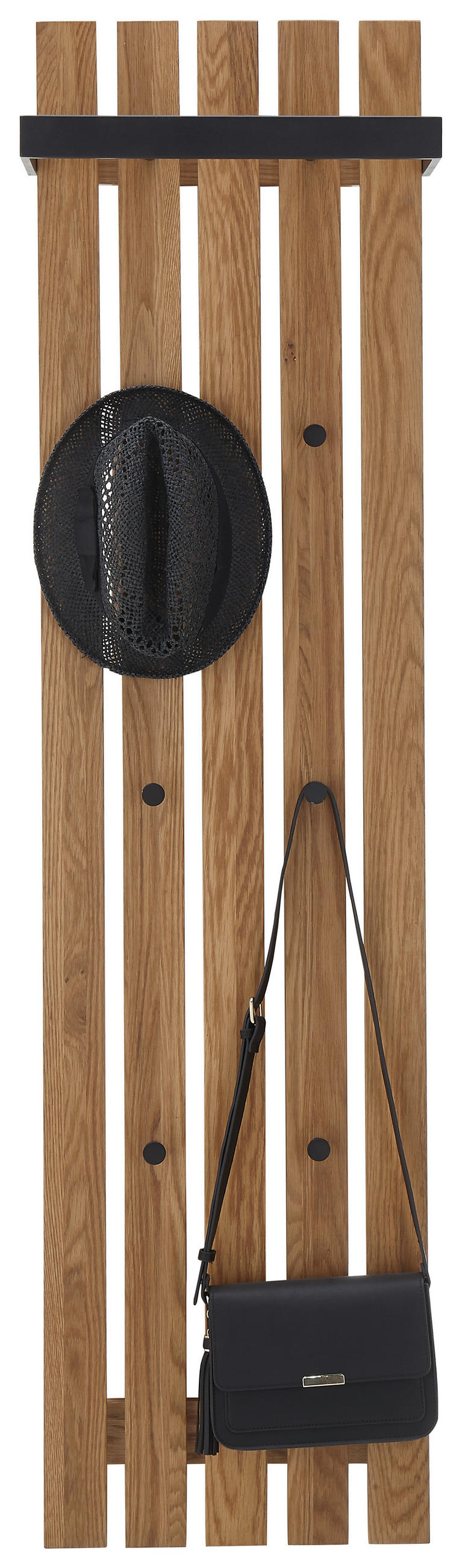 ŠATNÍ PANEL, přírodní barvy, černá, dub, 40/150/22 cm - černá/přírodní barvy, Basics, kov/dřevo (40/150/22cm)