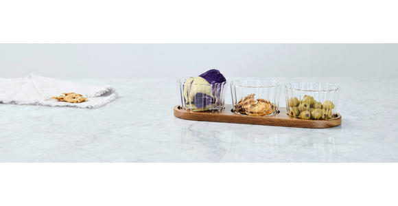 SNACKSCHALENSET   - Klar/Akaziefarben, LIFESTYLE, Glas/Holz - Novel