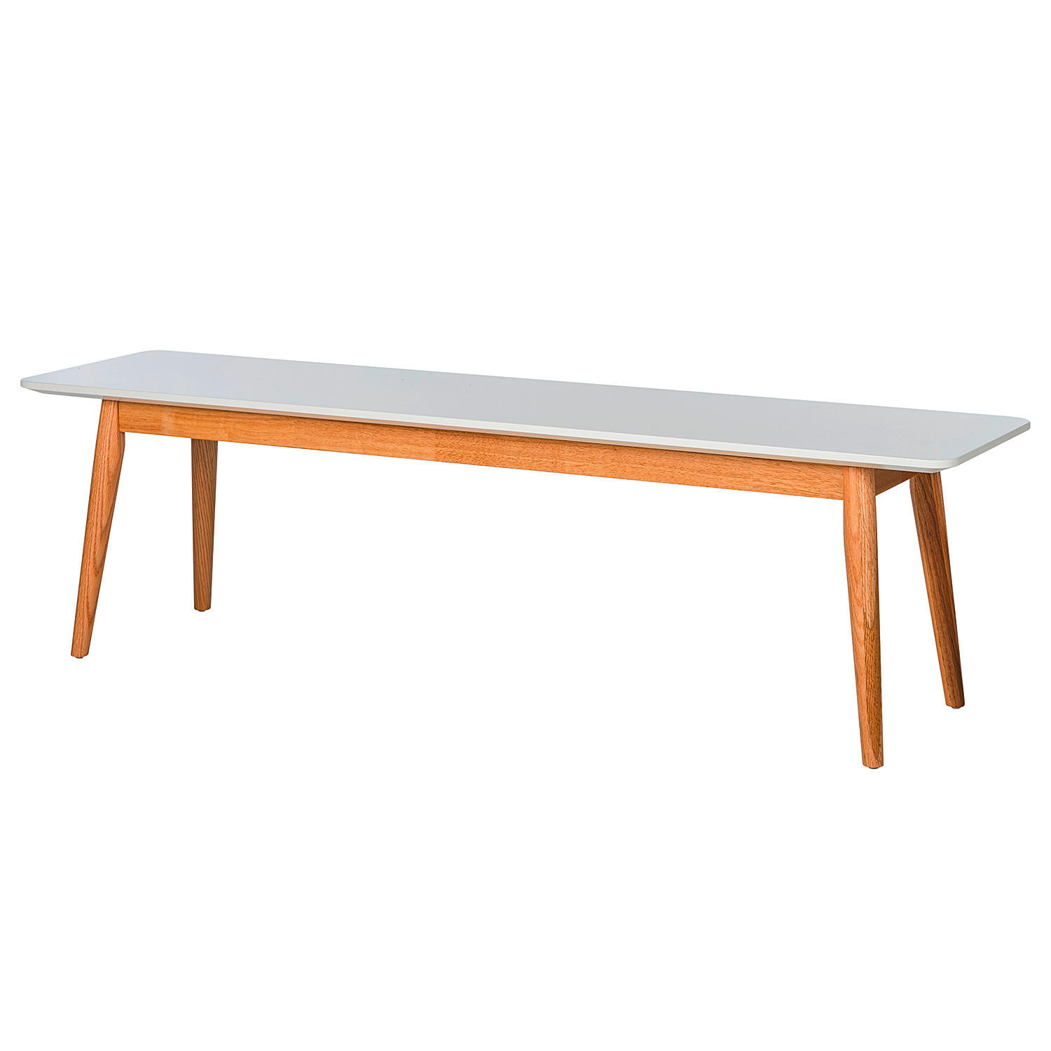 SITZBANK 160/46/40 cm Weiß, Eichefarben Eiche massiv  - Eichefarben/Weiß, MODERN, Holz (160/46/40cm) - home24