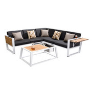 LOUNGEGARNITUR 15-teilig - Schwarz/Weiß, Design, Holz/Textil (224,50/224,50cm) - AMBIA GARDEN