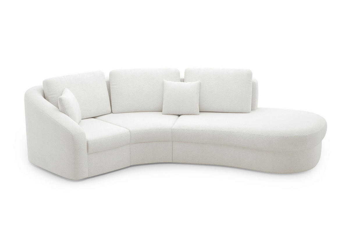 ECKSOFA in Flachgewebe Weiss  - Weiss/Schwarz, Modern, Kunststoff/Textil (266/230cm) - Sit & More