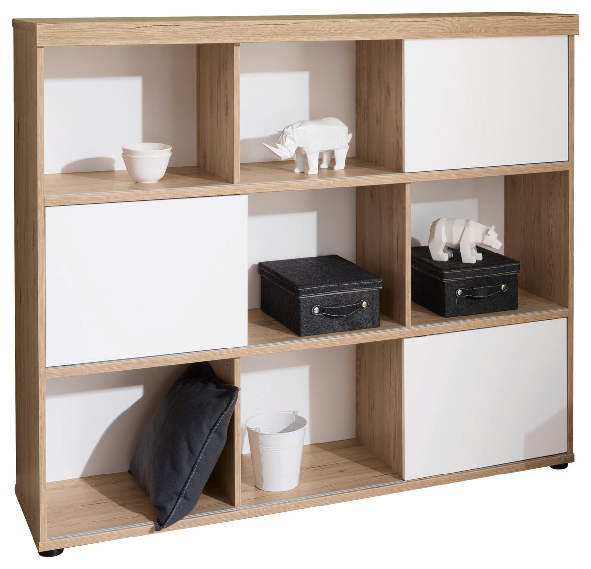 STANDREGAL  126,9/109,7/42,6 cm Weiss, Eichefarben  - Weiss/Eichefarben, Design, Holzwerkstoff/Kunststoff (126,9/109,7/42,6cm) - Paidi