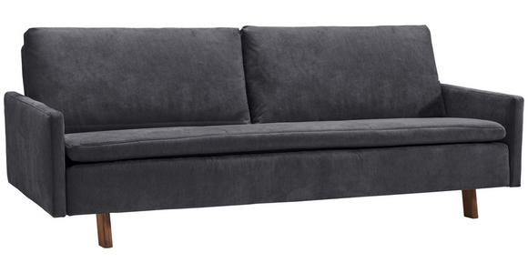 SCHLAFSOFA Flachgewebe Graublau  - Graublau/Eichefarben, KONVENTIONELL, Holz/Textil (220/85/98cm) - Carryhome