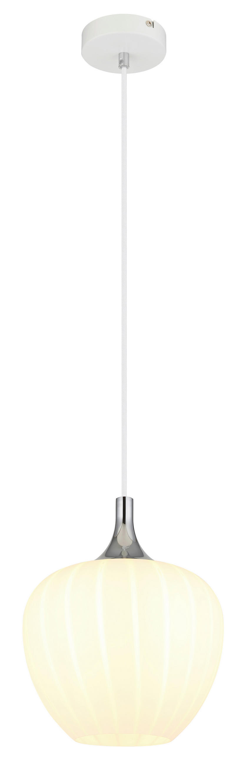 HÄNGELEUCHTE 24/120 cm    - Chromfarben/Weiss, Konventionell, Glas/Metall (24/120cm) - Globo