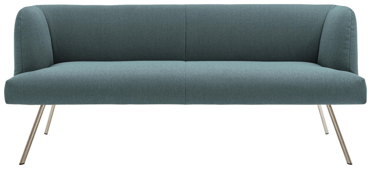 SITZBANK in Metall, Textil Türkis, Edelstahlfarben  - Türkis/Edelstahlfarben, Design, Textil/Metall (200/87/64cm) - Venjakob