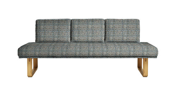 SITZBANK 224/92/78 cm  in Blau, Olivgrün  - Blau/Eichefarben, Design, Holz/Textil (224/92/78cm) - Dieter Knoll