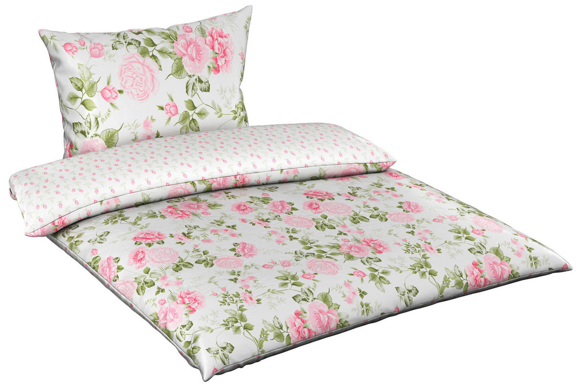 OBOJESTRANSKA POSTELJNINA ROSES 220/240 cm saten večbarvno  - večbarvno, Konvencionalno, tekstil (220/240cm) - Esposa