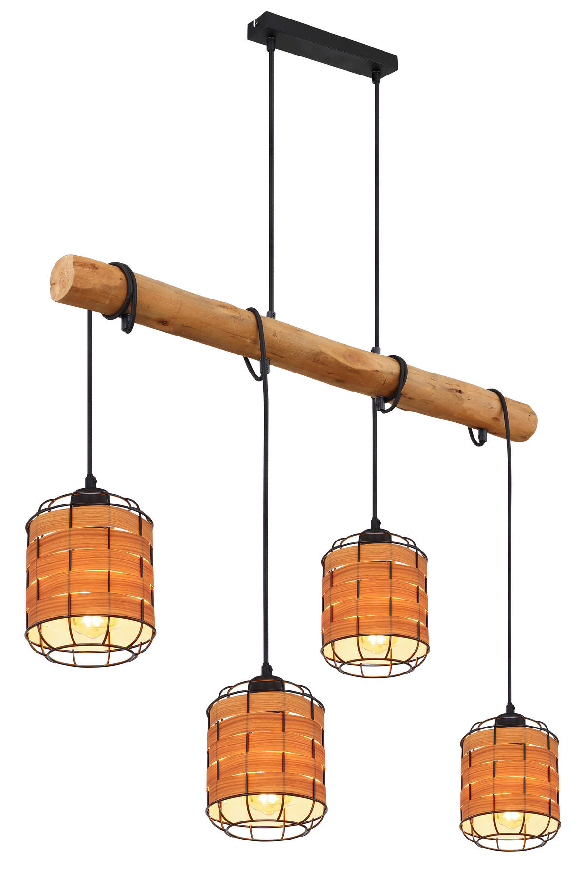 HÄNGELEUCHTE 85/15/140 cm    - Schwarz/Braun, Konventionell, Kunststoff/Metall (85/15/140cm) - Globo