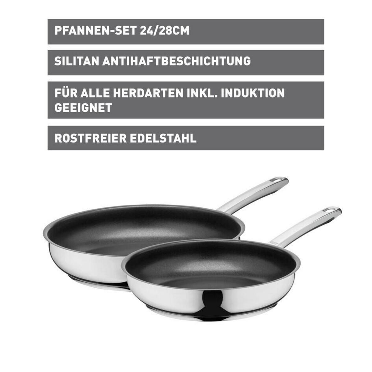 PFANNENSET Calabria 2-teilig  - Edelstahlfarben/Schwarz, Basics, Metall - Silit