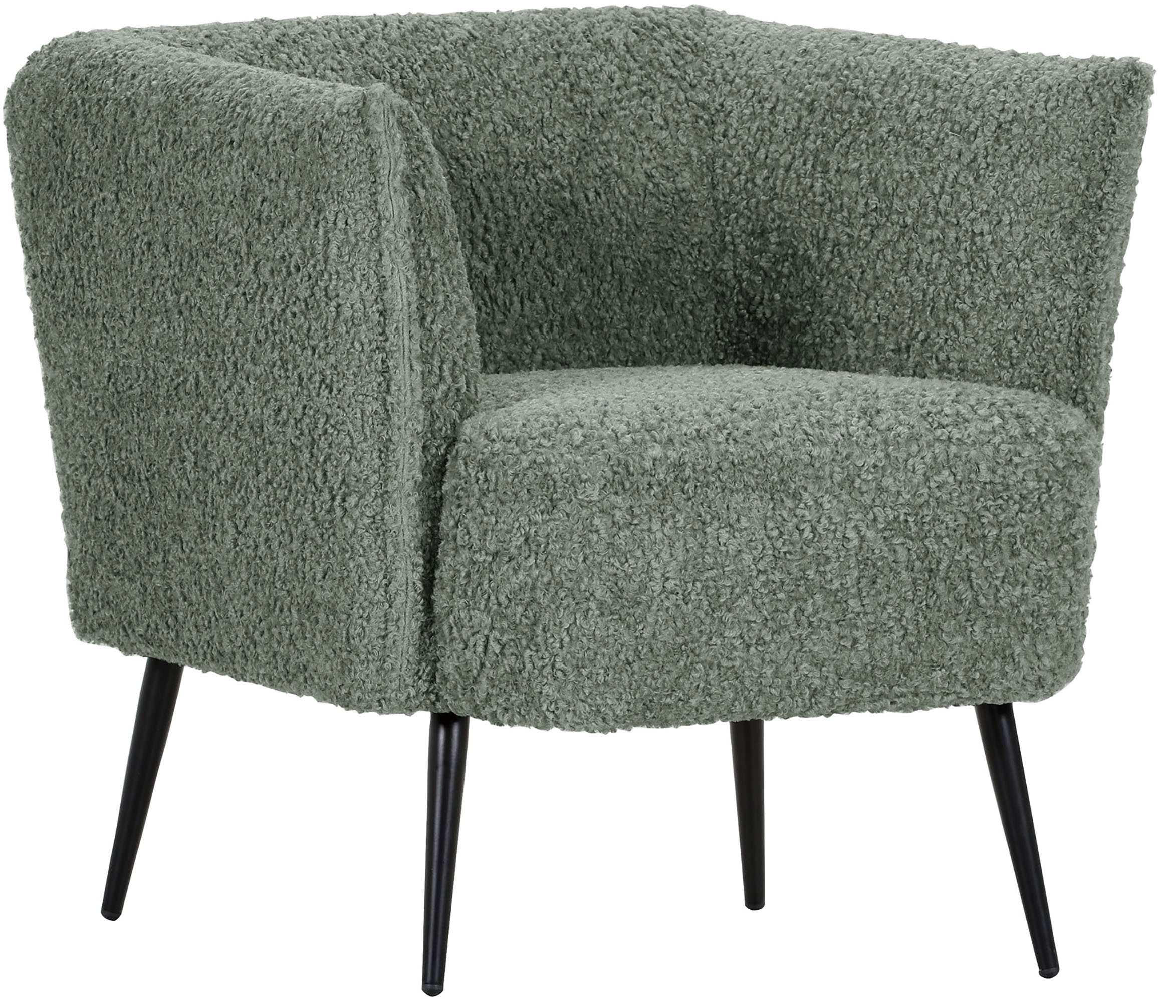 SESSEL in Plüsch Waldgrün  - Waldgrün/Schwarz, Design, Textil/Metall (76/73/76cm) - Landscape