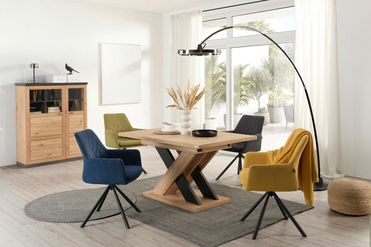 ESSTISCH 140-180/90/75,3 cm Nachbildung  Holzwerkstoff ausziehbar rechteckig Schwarz, Eiche Artisan  - Schwarz/Eiche Artisan, MODERN, Holzwerkstoff (140-180/90/75,3cm) - Carryhome