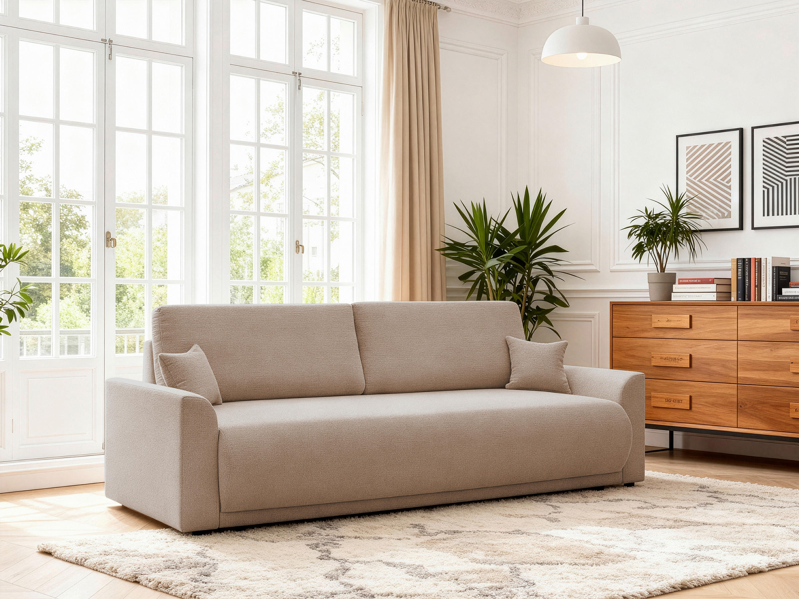 SCHLAFSOFA KIMMY Struktur Braun  inkl. Zierkissen, Rückenkissen, Bettkasten  - Schwarz/Braun, Design, Kunststoff/Textil (234/90/103cm) - P & B