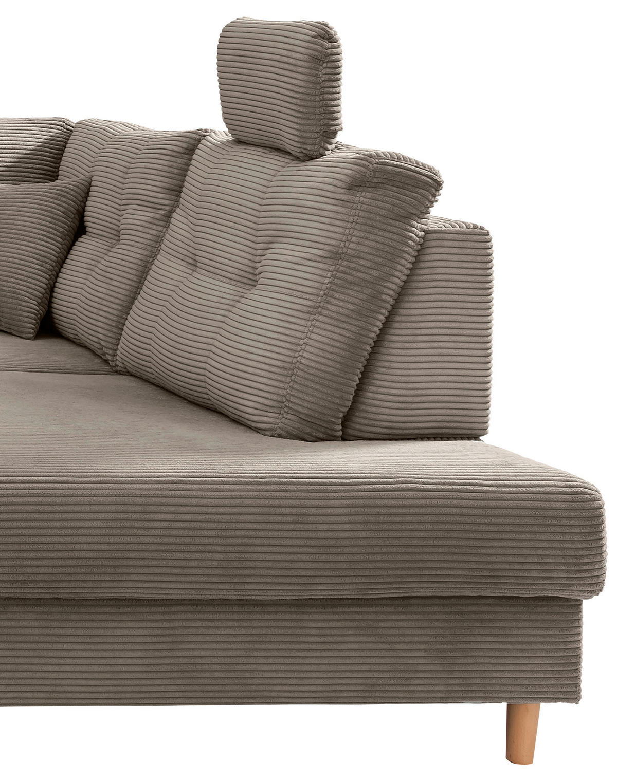 WOHNLANDSCHAFT in Cord Graubraun  - Graubraun/Naturfarben, Modern, Holz/Textil (176/338-352/206cm) - Livetastic