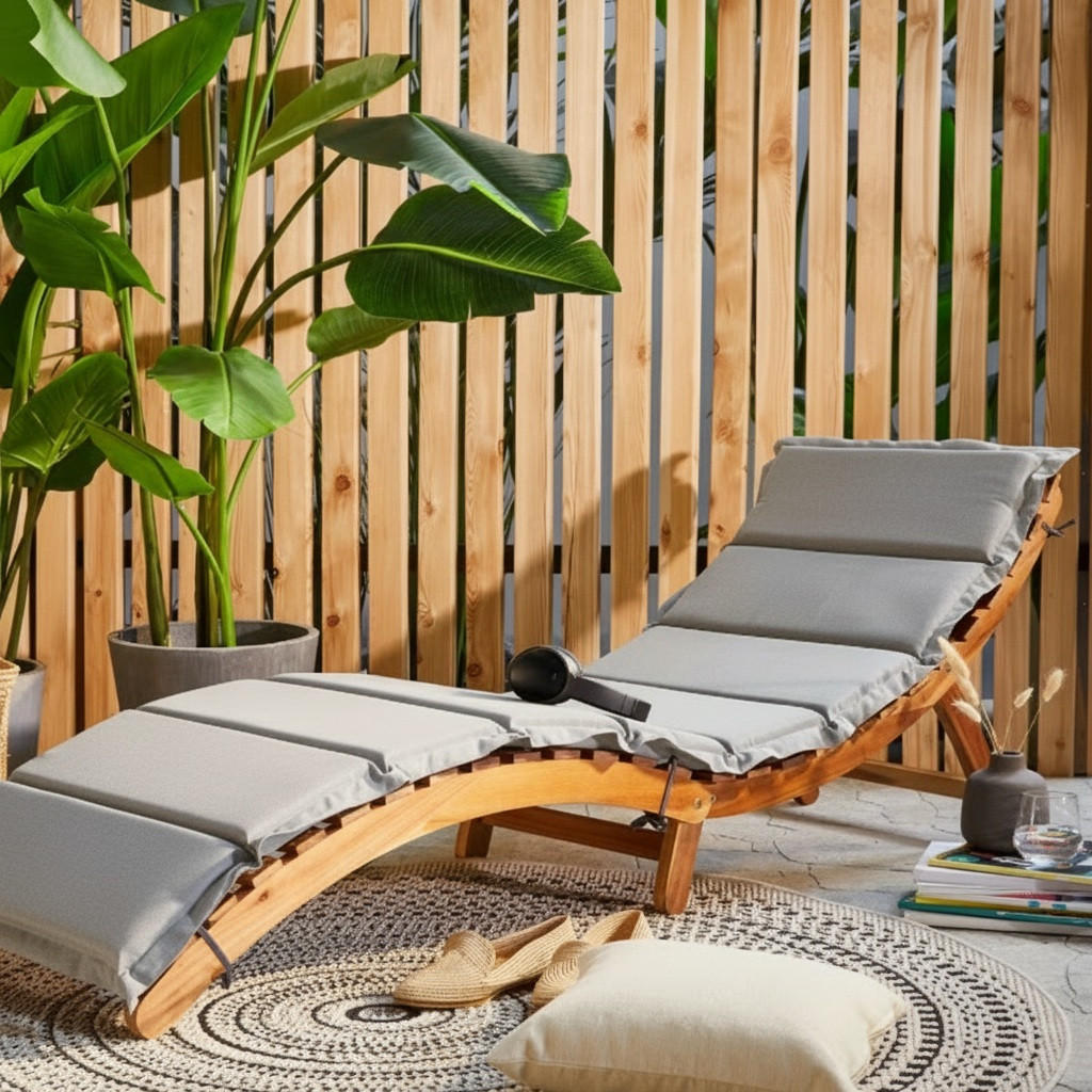 GARTENLIEGE 170/55/54 cm  - Hellgrau/Akaziefarben, Natur, Holz/Kunststoff (170/55/54cm) - Ambia Garden
