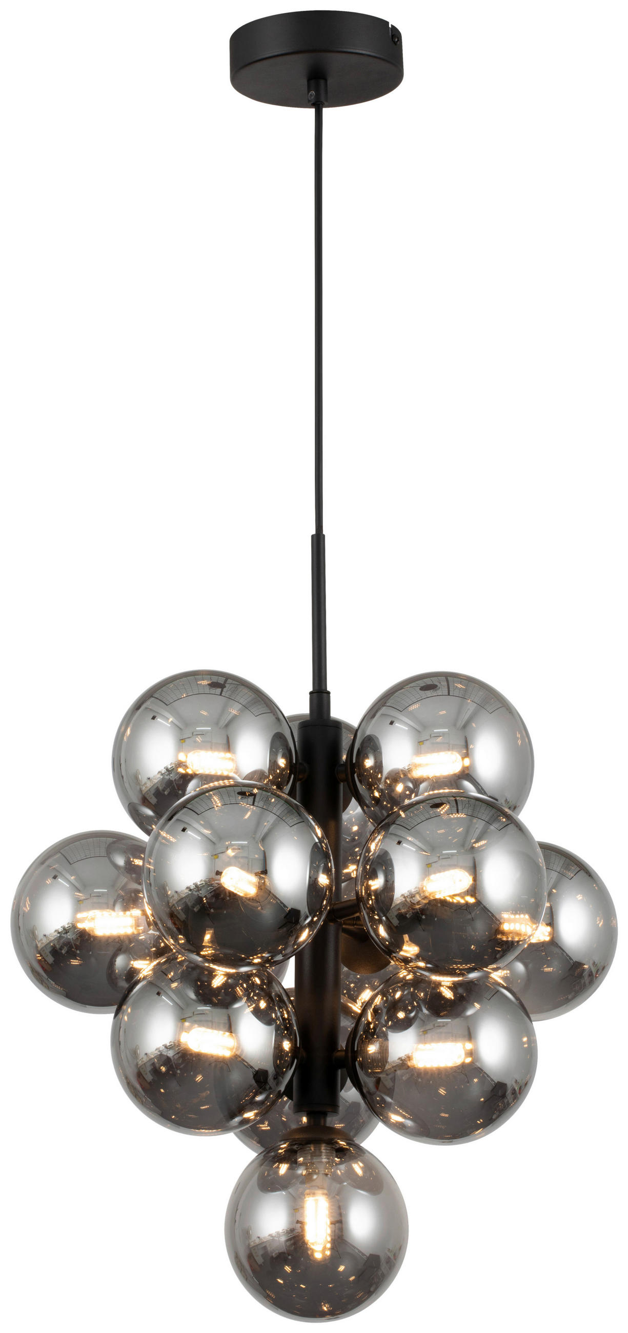 HÄNGELEUCHTE 40/153 cm   - Schwarz, Trend, Glas/Metall (40/153cm) - Novel