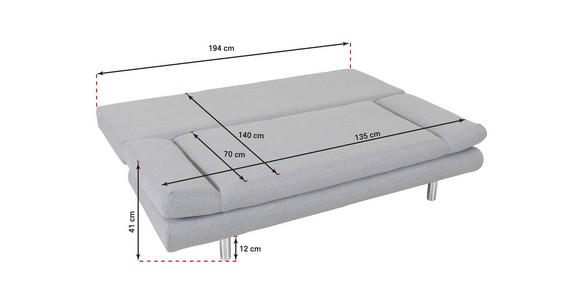 SCHLAFSOFA Flachgewebe Hellblau - Chromfarben/Schwarz, Design, Kunststoff/Textil (194/73/91cm) - Xora
