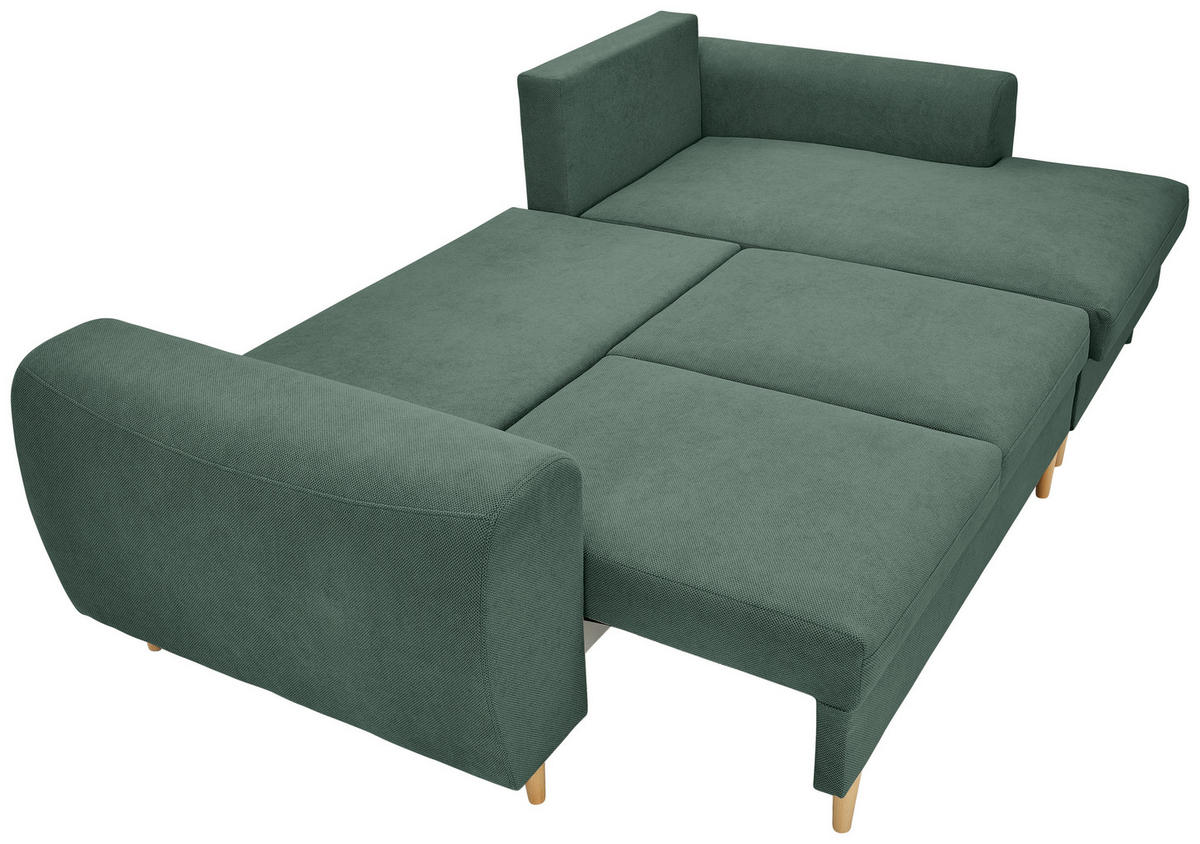 ECKSOFA in Webstoff Grün  - Naturfarben/Grün, Konventionell, Holz/Textil (250/145cm) - MID.YOU
