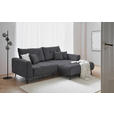 ECKSOFA Anthrazit Cord  - Anthrazit/Schwarz, KONVENTIONELL, Textil/Metall (250/185cm) - Carryhome