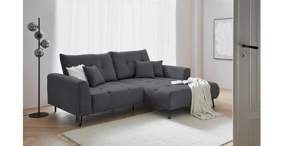 ECKSOFA in Cord Anthrazit  - Anthrazit/Schwarz, KONVENTIONELL, Textil/Metall (250/185cm) - Carryhome