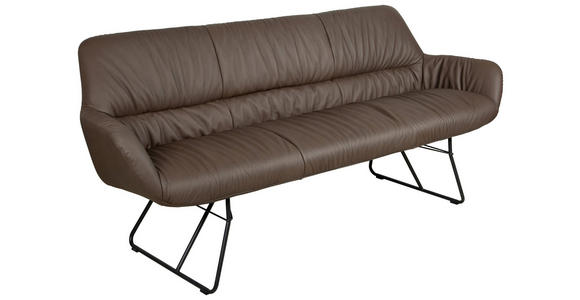 SITZBANK 201,5/87/67,5 cm Echtleder Braun, Schwarz  - Schwarz/Braun, Design, Leder/Metall (201,5/87/67,5cm) - Dieter Knoll