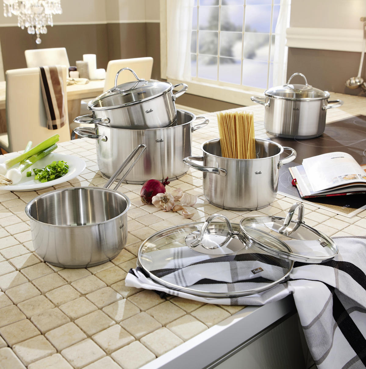KOCHTOPFSET Paris 5-teilig  - Klar/Silberfarben, Basics, Glas/Metall - Fissler
