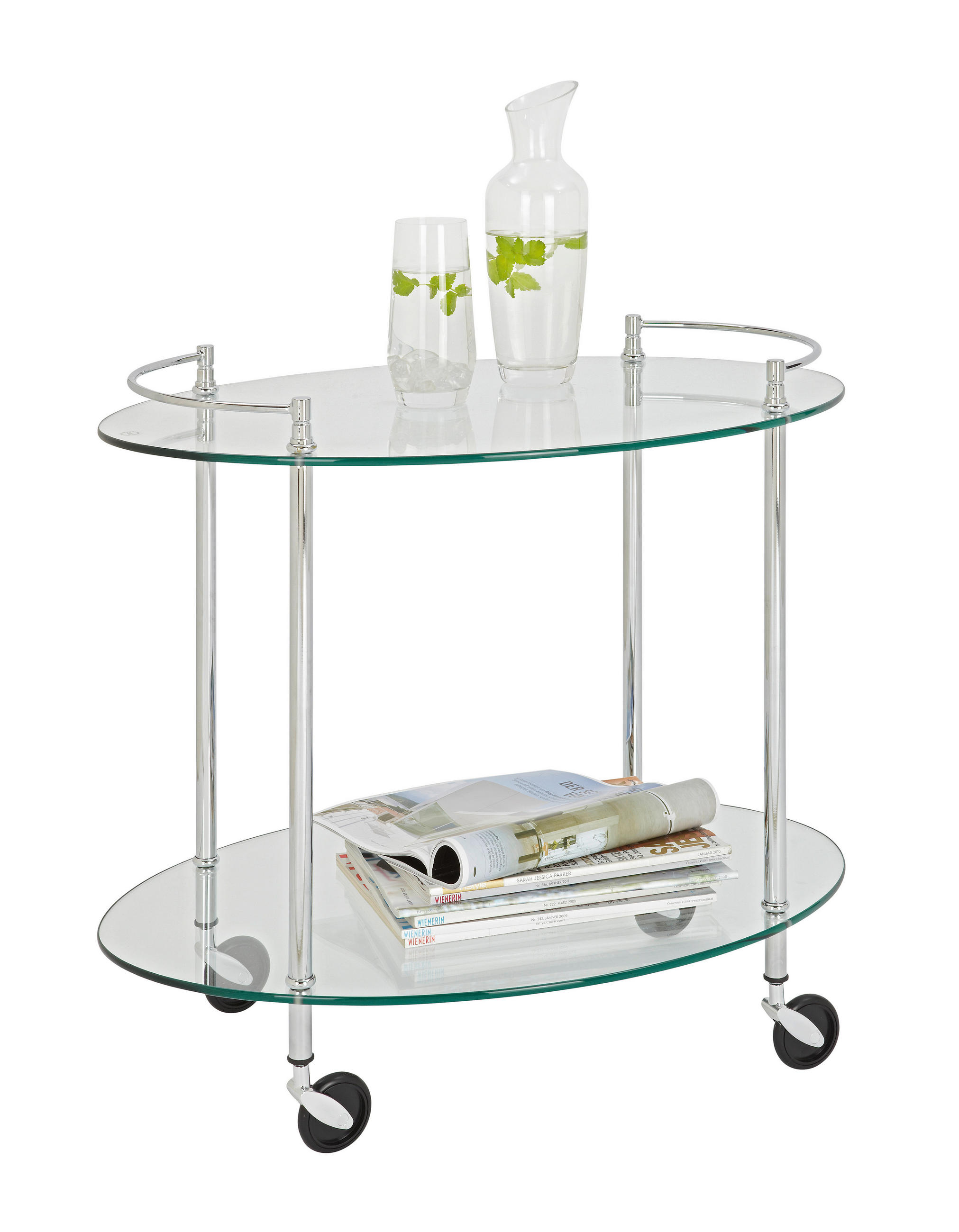 SERVIERWAGEN in Chromfarben  - Chromfarben, Design, Glas/Kunststoff (68/63/46cm)