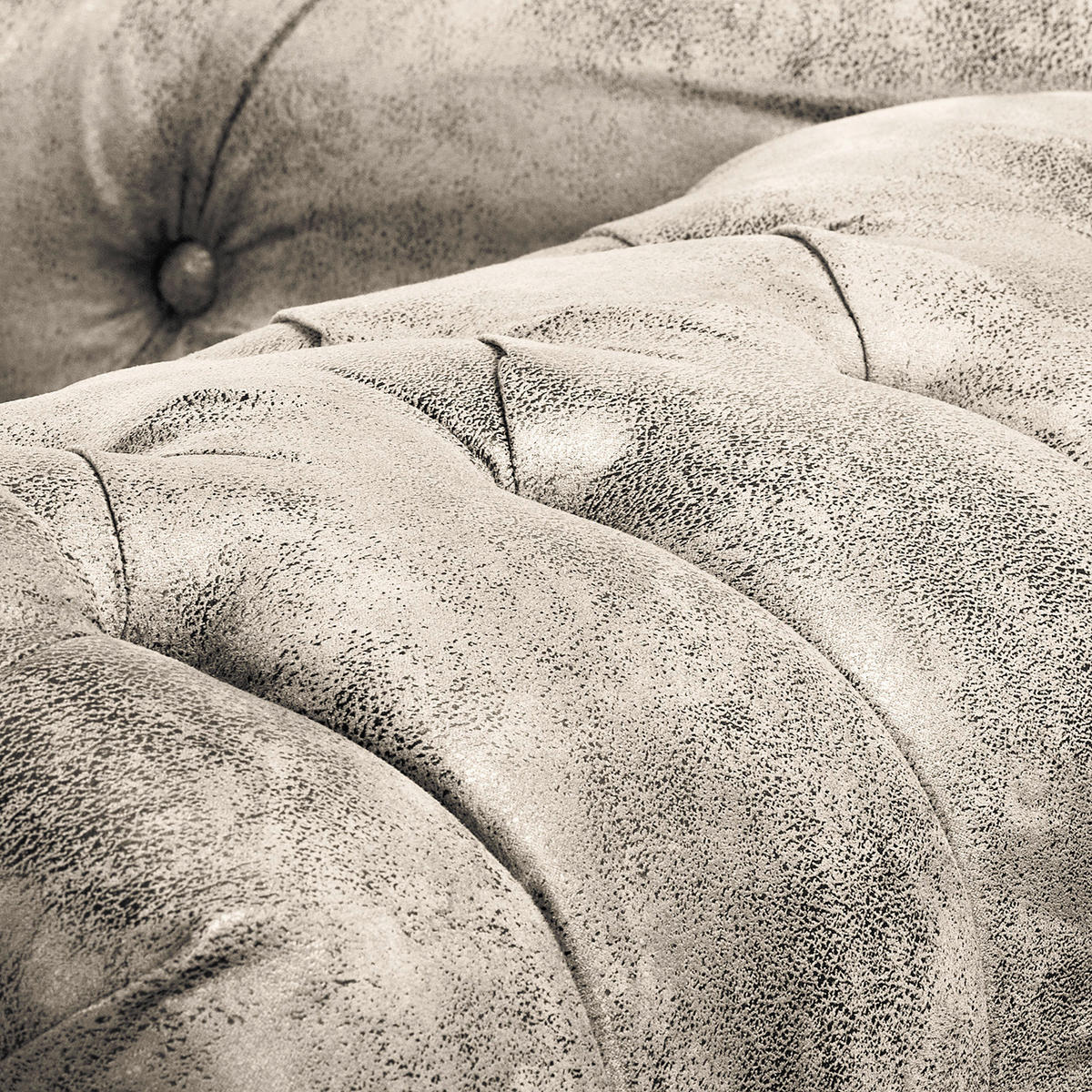 RÉCAMIERE Lederlook Hellgrau  - Hellgrau/Braun, Design, Holz/Textil (185/93/75cm) - Livetastic