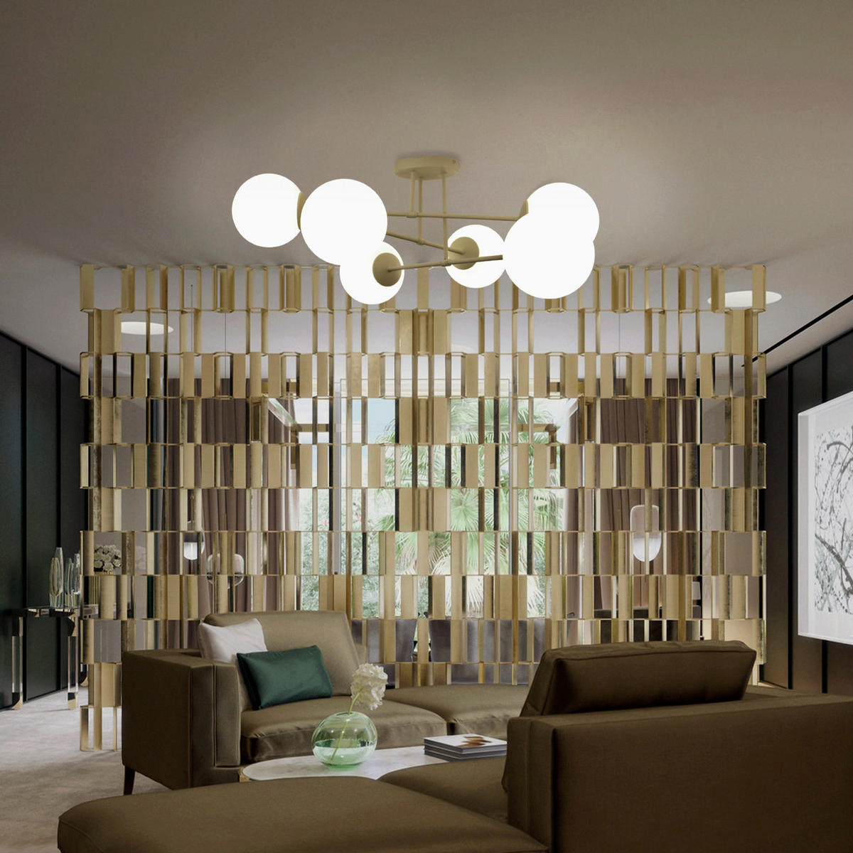 DECKENLEUCHTE    76/76/31 cm  - Creme/Weiß, KONVENTIONELL, Glas/Metall (76/76/31cm)