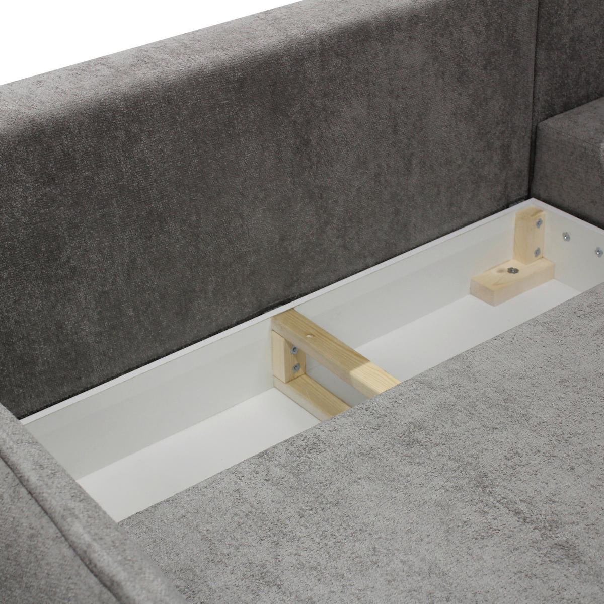 ECKSOFA MURANO Grau Chenille Zierkissen, Rückenkissen, Bettkasten  - Schwarz/Grau, Design, Holz/Textil (242/167cm) - MID.YOU