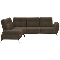 ECKSOFA in Webstoff Braun  - Schwarz/Braun, Design, Textil/Metall (223/290cm) - Moderano