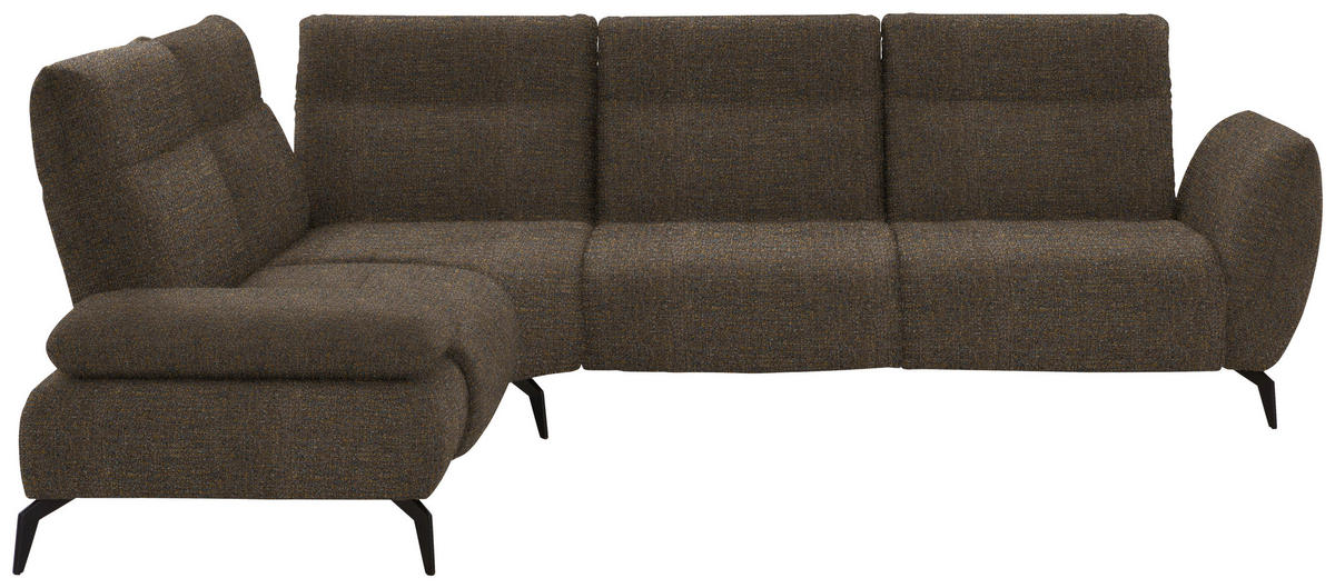 ECKSOFA in Webstoff Braun  - Schwarz/Braun, Design, Textil/Metall (223/290cm) - Moderano