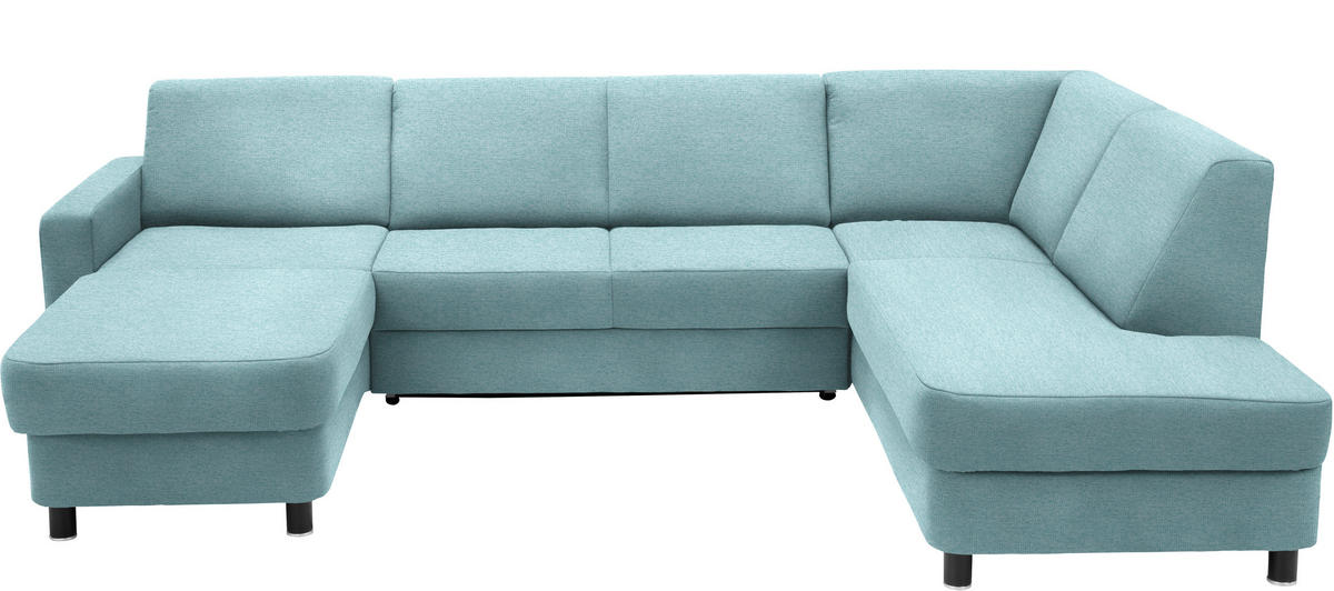WOHNLANDSCHAFT in Webstoff Türkis  - Türkis/Schwarz, Design, Holz/Textil (165/296/198cm) - Xora