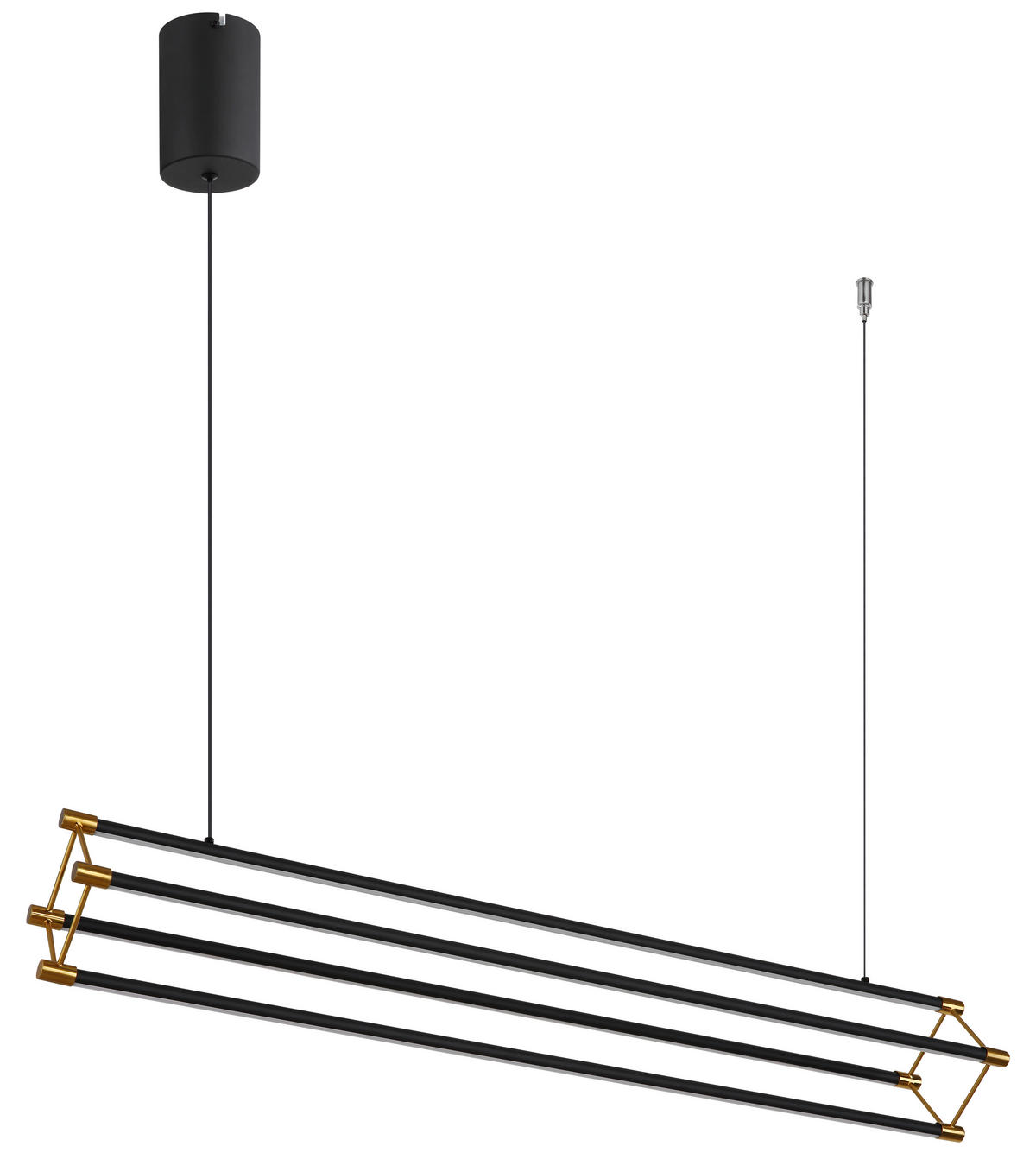 LED-HÄNGLAMPA KAYSON 104/16,2/150 cm  - svart/guldfärgad, Design, metall/plast (104/16,2/150cm) - Globo