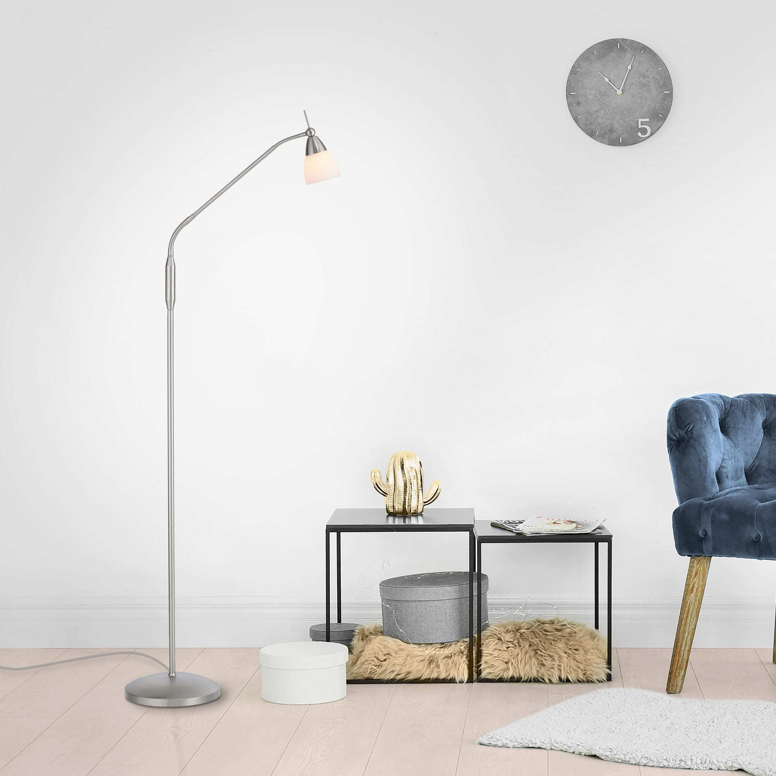 LED-STEHLEUCHTE 74/74/163 cm    - Edelstahlfarben, Basics, Glas/Metall (74/74/163cm) - Paul Neuhaus