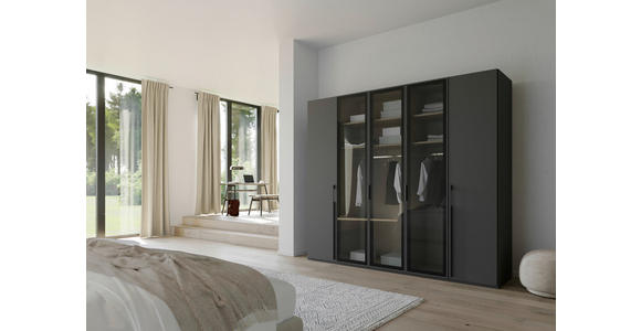 DREHTÜRENSCHRANK 251/223/60 cm 5-türig Graphitfarben - Graphitfarben, Trend, Glas/Holzwerkstoff (251/223/60cm) - Novel