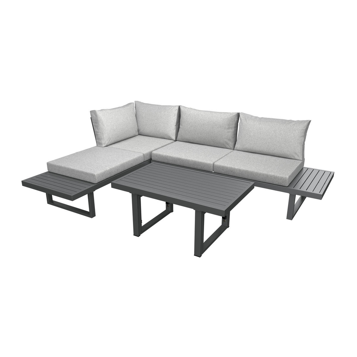 LOUNGE GARNITÚRA   176/100/71/46/67/74,5/60,5 cm  - szürke, Design, fém (176/100/71/46/67/74,5/60,5cm) - Ambia Garden