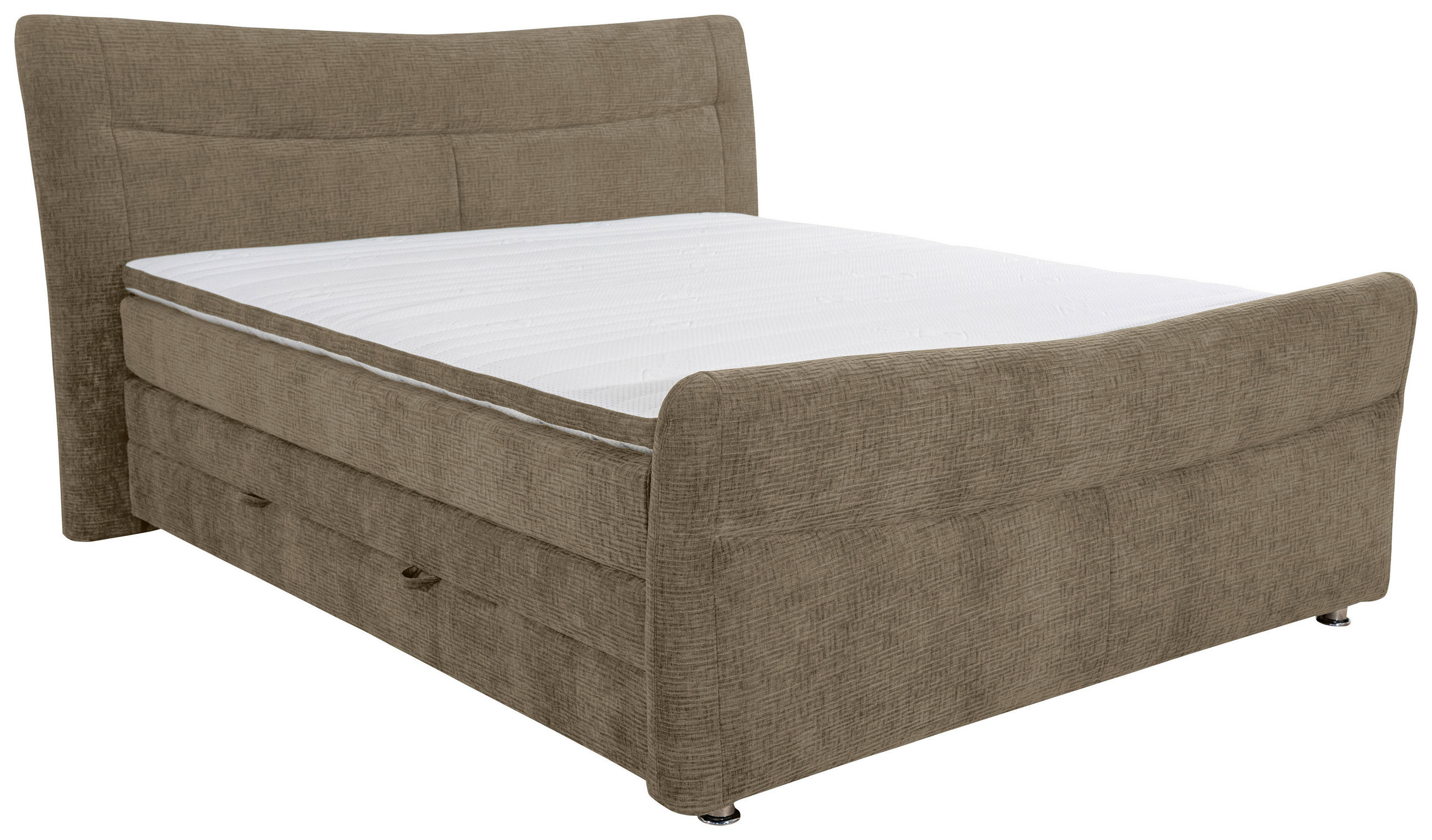 BOXSPRINGBETT 180/200 cm  in Braun  - Chromfarben/Braun, KONVENTIONELL, Textil/Metall (180/200cm) - Esposa